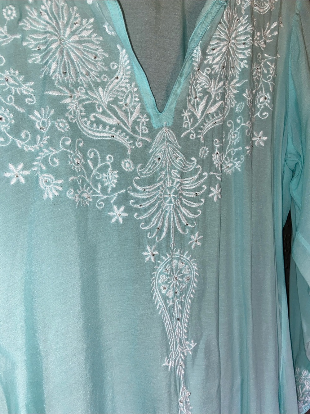 Melissa Odabash Embroidered Beaded Tunic Pullover Dress Beach Coverup size S - Picture 3 of 7